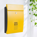 Roostevaba terasest postkast v&auml;litingimustesse, ladu, korter, kodu, aed, kirjakast, seinale paigaldatav, vertikaalne, lukustatav, postkast kollane