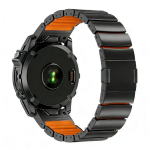 Titaanist 22mm 26mm Quick Fit rihm Garmin Fenix 8 51mm / 7X Pro / 6X / 5X / 3 Tactix 7 Enduro 3 Instinct 2X Garmin Quatix8 47MM P&auml;ikesetoitel metallrihm 26mm oranž/must