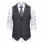 Meeste retro rev&auml;&auml;riga kettvest Moodne kalasaba j&auml;me tviid taskud &uuml;likond vest Briti vabaaja vintage h&auml;rrasmeeste vabaaja pidu XS tumehall v&auml;rv
