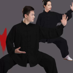 Kung Fu vormiriietus Traditsiooniline Hiina r&otilde;ivad Pikkade varrukatega Wushu TaiChi Meeste KungFu Vormiriietus Vormiriided Tai Chi Treeningriided S black