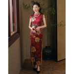 Tang Zhi Lian punane siidist qipao kleit pruudi/peigmehe emale, Suvi 2023 kollektsioon L black