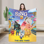 Sing 2 Film K&otilde;ik tegelased Buster Ash Johnny Pehme Tekk Reisimine Kontor Palus Voodipesu Tekid Kohev Voodikate Diivanvoodi Kate 130x150cm