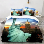 Vabadusesamba tekikott Kuninglik Suurus Mikrokiud Maailmakuulus Ehitis Voodipesukomplekt New Yorgi Maam&auml;rk Linnavaade Tekikate 135x200cm