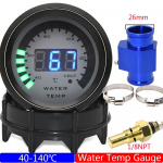 52mm Digitaalne veetemperatuuri n&auml;idik Auto v&otilde;idus&otilde;idu modifikatsioon 40~140 Celsiustemperatuuri m&otilde;&otilde;tja koos anduriadapteri 1/8NPT Kohandatud Blue 26mm