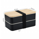 Uus Jaapani stiilis Bento karp, minimalistlik kahekihiline l&otilde;unakarp noa, kahvli, lusikaga, sektsioonidega &otilde;pilase l&otilde;unakarp double layer must