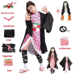 Demon Slayer Kamado Nezuko Cosplay Kost&uuml;&uuml;m Jaapani Anime Karnevali Peo T&auml;iskasvanute &Uuml;htne T&uuml;druk Halloweeni Kost&uuml;&uuml;m Lastele Lastele L gray