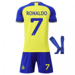 Laste Ronaldo Jalgpalli S&auml;rgi Komplekt Treeningriided Pol&uuml;ester Kollane Sinine Sporditopp L&uuml;hikesed P&uuml;ksid 110-120 CM