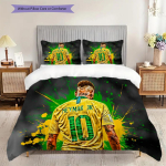 Ikooniline Neymar Jr S&auml;rgi Kunst Voodipesu (1 * tekikott + 2 * padjap&uuml;&uuml;ri, ilma s&uuml;damikuta) 2D tasane tekikott ja padjap&uuml;&uuml;r Pehme ja mugav 135x200cm