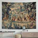 Vintage Euroopa Jahitapeest Keskaegne Ratsanik Hobune Metsastseen Seinakate Retro Kodu Elutoa Dekoor 150X200CM