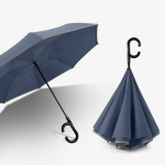 T&auml;isautomaatne k&auml;ed-vabad tagurpidi vihmavari helkurribadega, v&auml;rske stiil, suur sirge varrega tagurpidi vihmavari autodele, v&auml;rviga sobiv tagurpidi [Black Handle] Haze Blue must/sinine