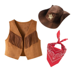 Halloweeni poiste kauboivesti kost&uuml;&uuml;mid beebidele, v&auml;ikelastele, lastele, t&uuml;drukutele, kauboi kost&uuml;&uuml;mipidu, Fantasia, Purim, peokleit 110(4-5T) brown