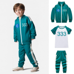 3 tk/komplekt Laste Korea Filmim&auml;ngu Prindiga Pikkade Varrukate Jakk T-s&auml;rk P&uuml;ksid Komplekt Poistele T&uuml;drukutele Laste Halloweeni Cosplay Kost&uuml;&uuml;m 130 blue
