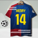 Henry 14 Arsenal 1998-2006 Barcelona 2007-2009 Retro Jalgpalli Treeningus&auml;rk Meestele Naistele L&uuml;hikesed Varrukad Hingav XXL