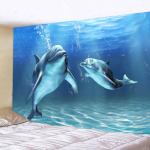 Ookeanimaastik Delfiin Looduslik Maastik Seinale Riputatav Kodu Elutuba &Uuml;hiselamu Magamistuba Dekoratiivne Tekk 150X180CM blue
