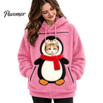 J&otilde;uluteemaline riietus Lemmiklooma kandekoti kapuutsiga sviiter Naistele Meestele, Pullover K&auml;ngurutaskuga V&auml;ikestele Kassidele Koertele, Pehme Fliis Soe 2XL pink