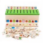 Alushariduslikud m&otilde;istatused M&auml;nguasjad Lastele Intelligentsus Puidust olend 3D-teadmiste klassifikatsioonikast 1 set