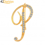 1 tk Rhinestone Inglise t&auml;htede t&auml;hestik AZ Pross Pin Ornament F kuldne