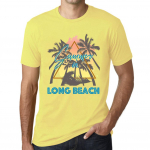 Meeste vintage T-s&auml;rk Graafiline T-s&auml;rk Summer Triangle Long Beach Pale Yellow XS kahvatu goldenrod v&auml;rv