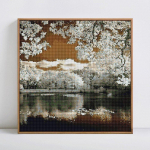Teemantmaaling T&auml;is&uuml;mmargune mosaiik Winter Lake Scenic teemanttikandid 30x30CM