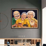 Teemantmaal Mosaiik Mees ja kaks naist Teemantkivist tikand Ristpistes Kodukaunistus 20X30CM