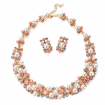 Twinkle Trinket 2tk Naiste kunstp&auml;rlitest kristallkivist inkrusteeritud kaelakee k&otilde;rvar&otilde;ngaste kaunistuste komplekt mitmev&auml;rviline