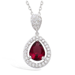 Les Tr&eacute;sors De Lily [N5360] - Pendentif Argent 'Sissi' rubis blanc argent&eacute; (rhodi&eacute;) - 25x13 mm h&otilde;be