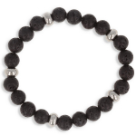 Les Tr&eacute;sors De Lily [R0673] - Bracelet acier 'Min&eacute;ralia' noir (pierre de lave) - 8 mm must