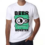 Meeste vintage tees&auml;rk Graafiline T-s&auml;rk Beer Monster White XS valge