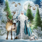 Teemantmaal 3D  J&otilde;uluvana ja hirv  Teemanttikandid DIY Ristpistes Teemantmosaiik 30X30CM