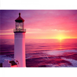 Teemanttikandid Scenic Lighthouse 5D DIY Teemantmaal Ristpistes Mosaiik Mere p&auml;ikeseloojang Kodukaunistuse kingitus 20X30CM