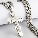 Raske ristiripatsiga ripats Kaelakee Meeste Kuld Roostevabast Terasest Meeste Punk Kaelakeed B&uuml;tsantsi kett Meeste Kaelakeed Ehted Kingitused 65cm