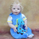 BZDOLL 55 CM Pehmest silikoonist Reborn Baby Boy nukk m&auml;nguasi t&uuml;drukule Elutruu 22 tolli realistlik vin&uuml;&uuml;lblondid juuksed Bebe Play House Boneca Cloth Body sinine