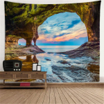 Akende maastik seinamaaling gobel&auml;&auml;n seina taust riie puu auk ahju rippuv riie suur gobel&auml;&auml;n 230x180cm