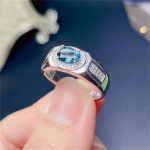 Bella Box ovaalne sinine kujuga uhked s&otilde;rmused naistele, tsirkoonist kihluspeoks, peened vintage ehted Adjustable Opening sinine