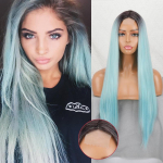 MISS PARUKAS pikk sirge parukas ilma tukkideta Kuldse valge v&auml;rvi pitsiga eesmine parukas s&uuml;nteetilisest kiust igap&auml;evaseks kandmiseks pikk sirge parukas