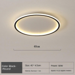 &Uuml;mmargune kaasaegne uue magamistoa &otilde;ppelamp &Uuml;li&otilde;huke elutoa laelamp Diameter 40cm must