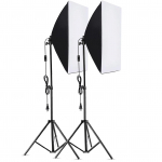 Andoer Studio Photography Softboxi komplekt 50x70 cm Softboxiga * 2 + 2M metallist statiivialus * 2 Live US Plug