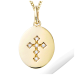 Les Tr&eacute;sors De Lily [R1693] - valge kullaga  Cross  kullatud ripats - 15x13 mm valge