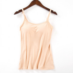 Rinnahoidja &uuml;laosa naiste toppidele Reguleeritav rihm Camisole koos sisseehitatud polsterdatud rinnahoidja vestiga Cami varrukateta Basic Solid Sexy V kaelus L beež