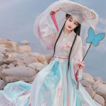Hanfu t&uuml;druk Hiina stiilis riidest suvekleit Antiik Tang &uuml;likond super haldja kost&uuml;&uuml;m kleit v&auml;ikese t&uuml;druku merineitsi printsessi seelik aluspesu S