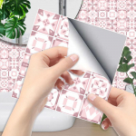 Roosade lilledega plaatide kleebis K&ouml;&ouml;k Backsplash &Otilde;likindel vannituba Veekindel Kodukaunistused Seinakleebised Peel Stick Kunstimaaling 20*20cm*6Pcs