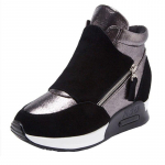 Kevad-s&uuml;gismoodsad tossud, naiste seemisnahast kingad, k&otilde;rgust t&otilde;stev tasane platvorm Kevad-s&uuml;gisjalatsid Naine k&otilde;rged tossud 37 must