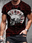 Uus suvine meeste mood T-s&auml;rk Personality Poker Skull Printed Meeste T-s&auml;rk top XS must