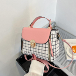 Yogodlns Women Trendikas klapiga &otilde;lakott PU nahast Crossbody kott Lihtne ruuduline disaineri s&otilde;numikott V&auml;ike rahakott ja k&auml;ekotike 20x11x15cm pruun