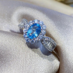 BELLA BOX Online kuulsuste otse&uuml;lekanne uue toote simulatsioon taevasinine topaas t&auml;is teemant lihtne temperament avanev s&otilde;rmus naiste s&otilde;rmus Adjustable Opening sinine