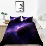 Voodipesukomplekt, Space Space Space tr&uuml;kitud tekikate, padjap&uuml;&uuml;r, udusulgede kate, kodune voodipesu, &uuml;lisuur voodi, t&auml;issuuruses voodipesu DE 100x135cm