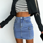 Naiste Denim L&uuml;hikesed Seelikud P&uuml;ksid Puusalt kallistav Kleit Kargop&uuml;ksid Pidulikud T&ouml;&ouml;riided Seksikad miniseelikud Korea suveriided S sinine