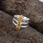 Citrine S&otilde;rmus, 925 Sterling h&otilde;be, k&auml;sitsi valmistatud ehted, s&uuml;nnikivist s&otilde;rmus, Bohemian s&otilde;rmus, h&otilde;bedased ehted 6