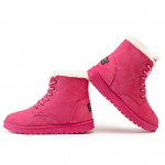 Klassikalised naiste talvesaapad, seemisnahast pahkluu lumesaapad, naiste soojad karusnahast pl&uuml;&uuml;sist sisetald, kvaliteetne paelad 39 roosa