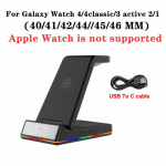 Kokkupandav juhtmevaba laadija alus Rgb dokk LED kell 15w kiirlaadimisjaam Samsung Galaxy Watch 5/4 S22 S21 Iphone 14 Pro jaoks NO Plug Z6S White valge